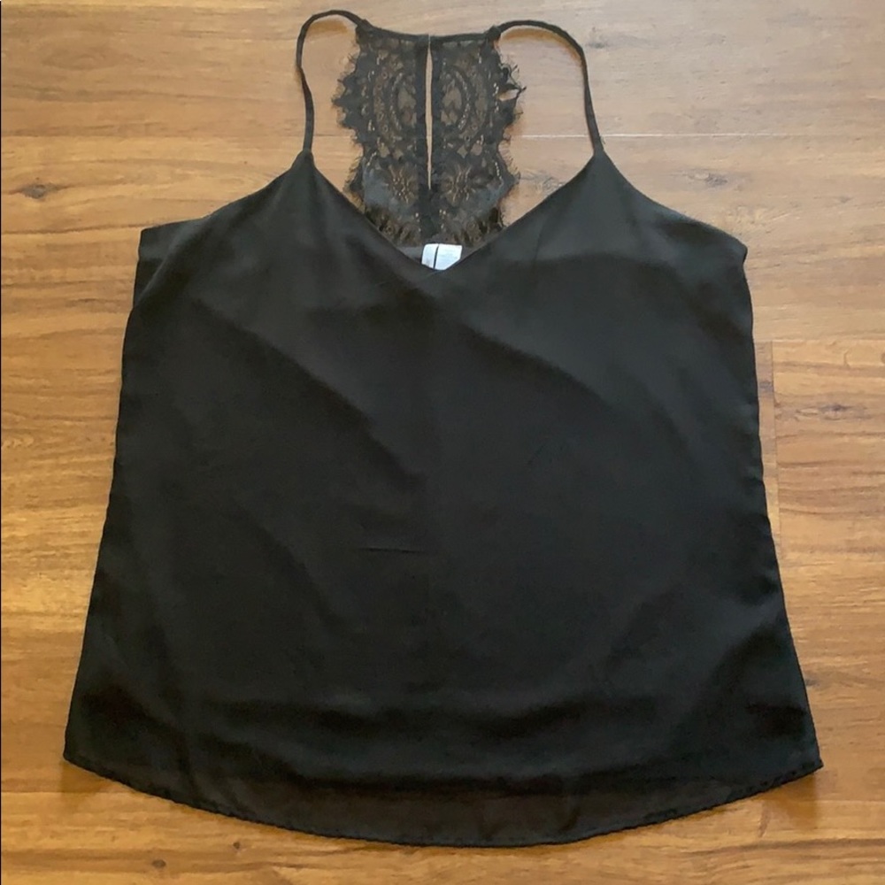 Lace Back Black Tank